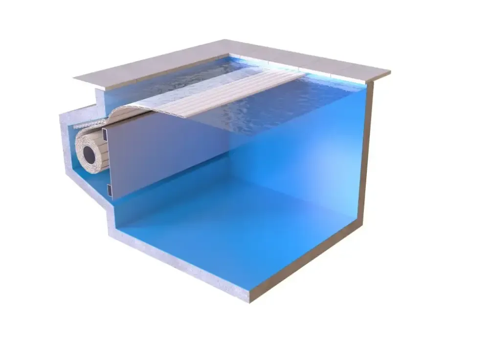 Blå pool med extern motor, Aquatop nedsänkt 60x14mm och vit filtrering